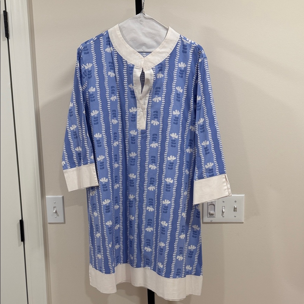 Asymmetrical Blue White Tunic Dress